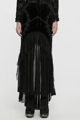 Black Ruffle Stitching Lace Women's Gothic Fishtailed Skirt